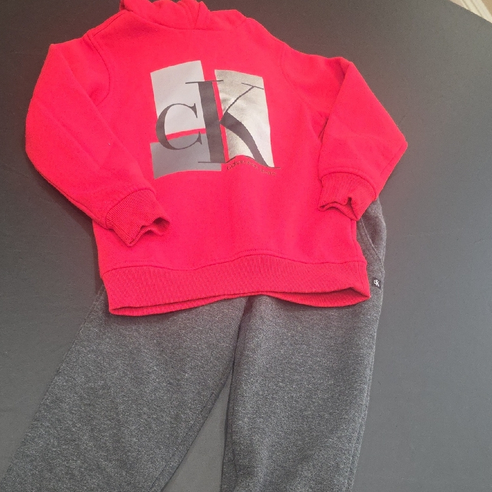 Calvin Klein Kids Red and Gray Jogger Set